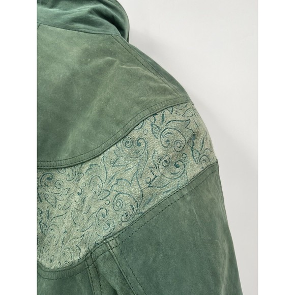 Vintage RZR Originals Women’s Korean Green Leather Jacket Button-Up Medium - Picture 10 of 15